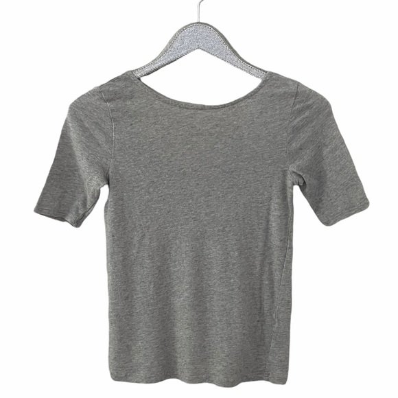 Madewell Gray Fitted Sleeve T-Shirt Blouse with Scoop Back - Picture 3 of 7